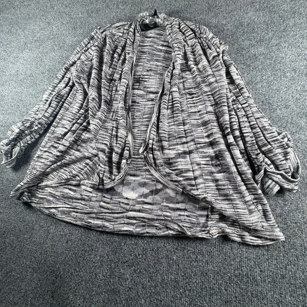 INC International Concepts Cardigan Sweater Women Small Gray Rib Knit Open Front